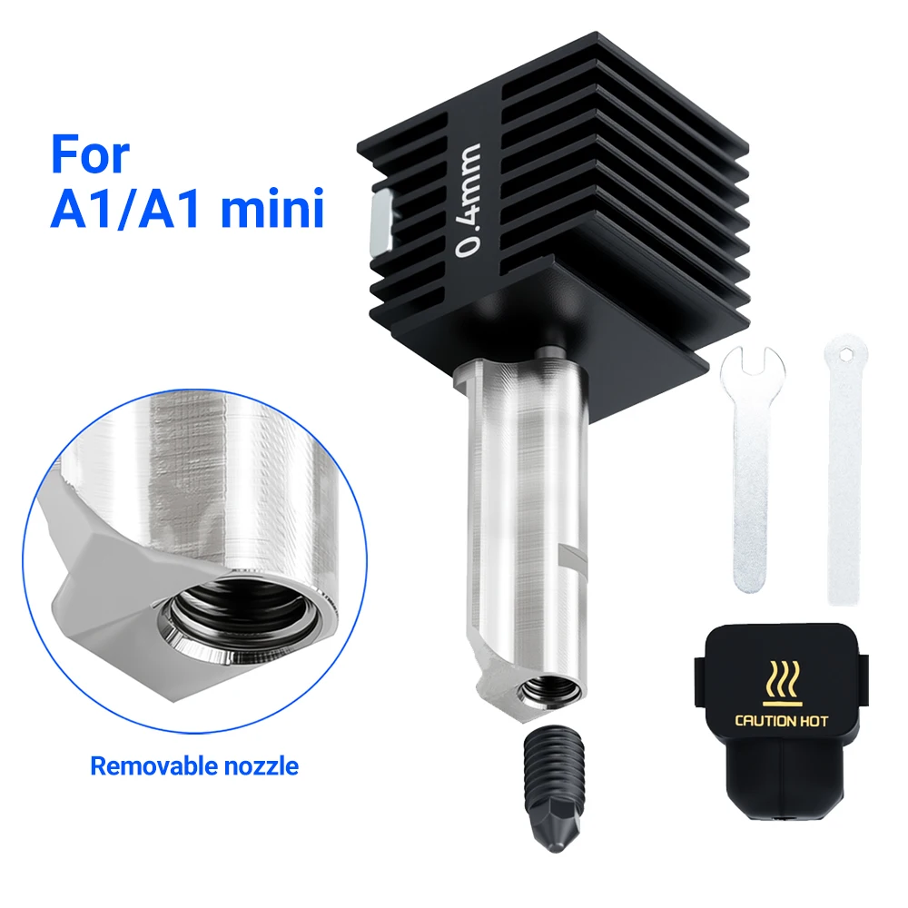 Kit de Hotend para Lab A1 mini, Boquillas de 0.2/0.4/0.6/0.8MM de Acero Endurecido para Bamb Lab A1, Conjunto de Boquillas Removibles para Impresora 3D