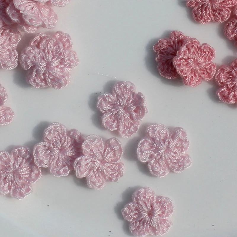 50Pcs Colorfull Small Flower 19 Color 1cm Hand Hook Wool Flower Handmade DIY Accessories Clothing Fine Handmade Decoration