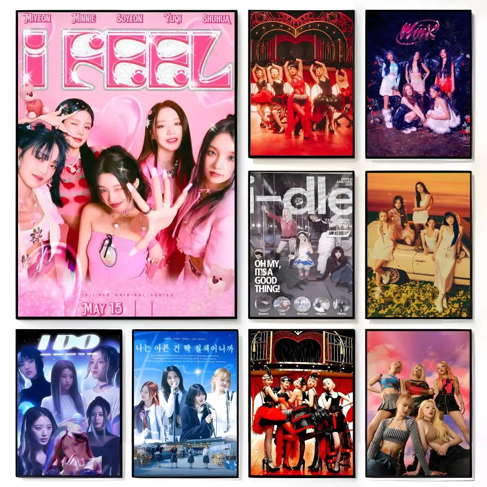Popular Korean Idol Group i-dle Poster American Film Mural Home Childrens Room Wall Decor Print