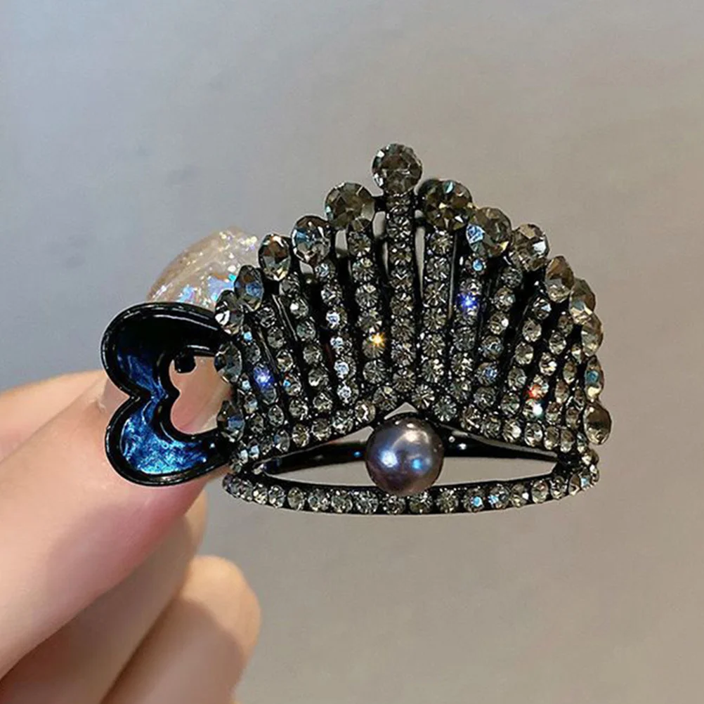 

2Pcs Crown Hairpins Rhinestone Claw Clips for Women Ponytail Hair Accessories Thin Thick Hair Long Wear Medium Jaw Small Jaw