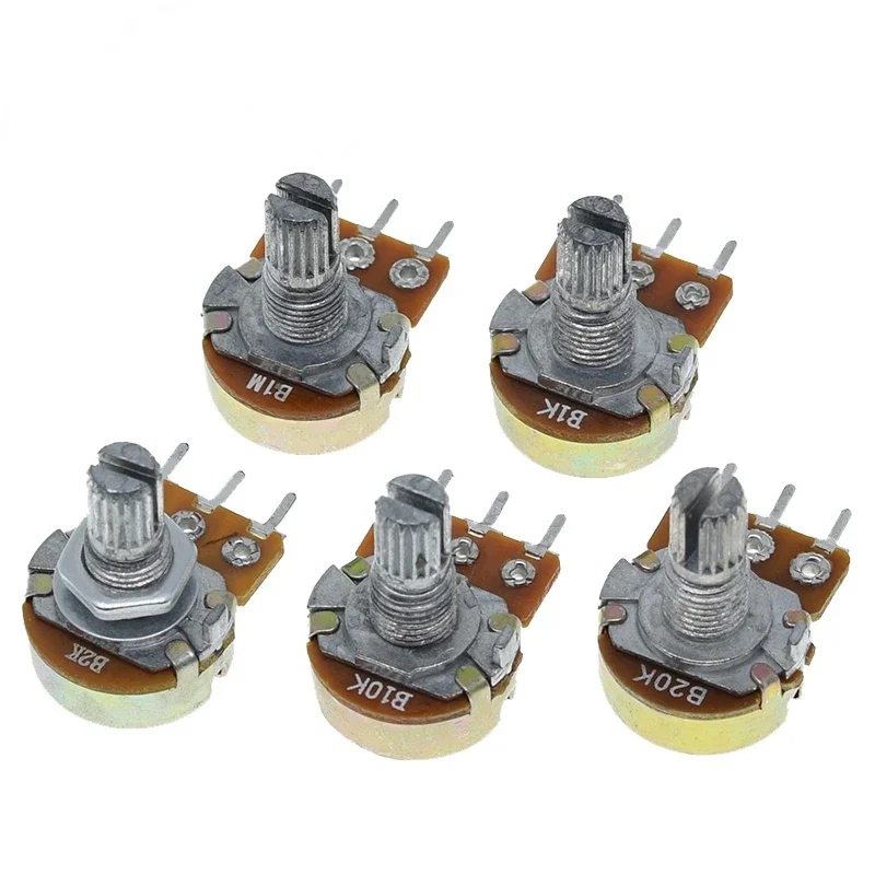 100PCS WH148 Linear Potentiometer 15mm Shaft With Nuts And Washers 3pin WH148 B1K B2K B5K B10K B20K B50K B100K B250K B500K B1M