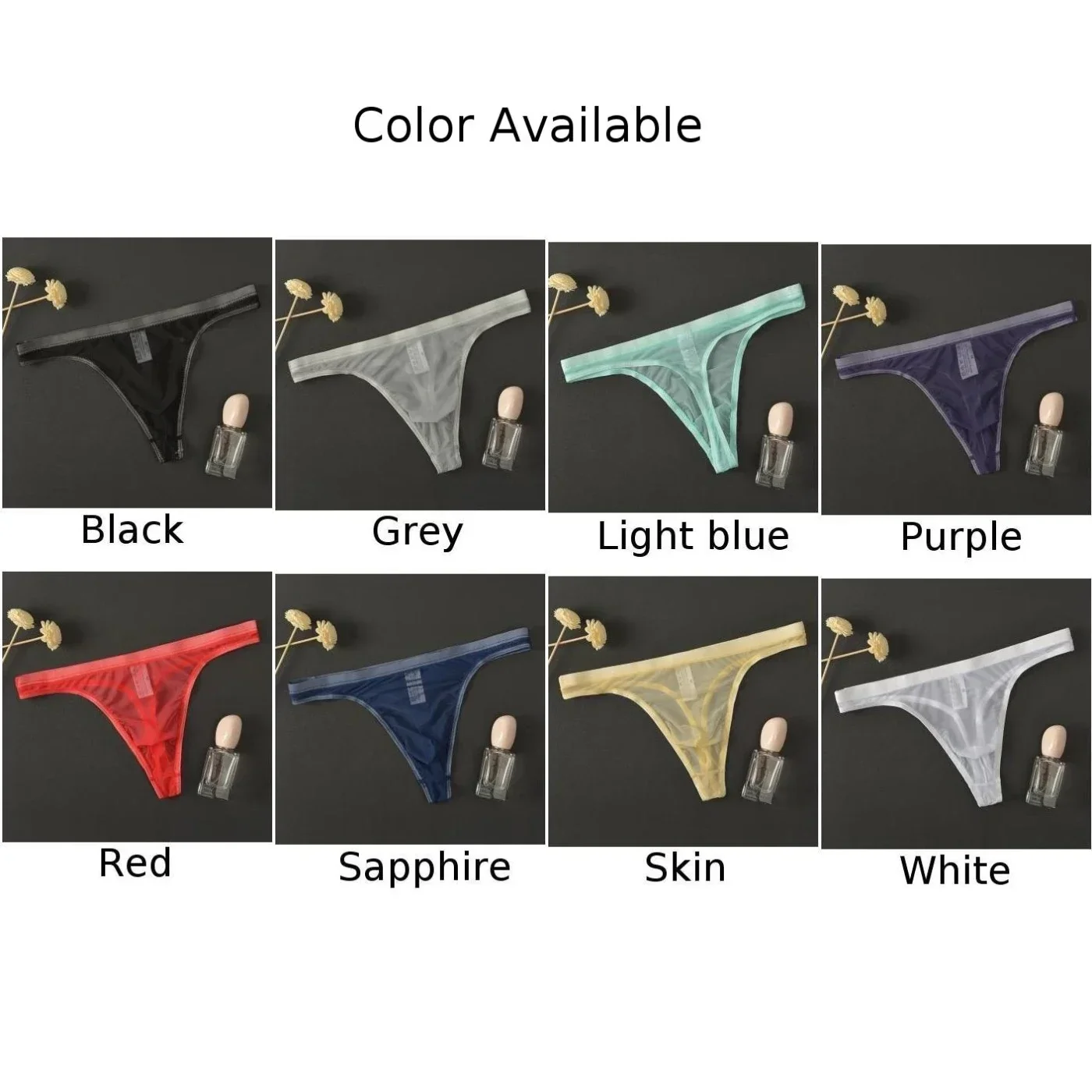 Mens Sexy Underwear Breathable Underwear Ultra-Thin T-Back See Through G-String Gays Briefs See Breathable Through Male Lingerie