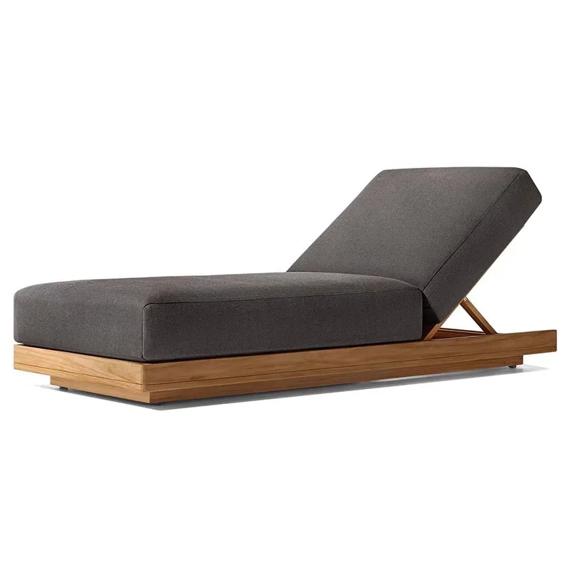 Outdoor Outdoor Leisure Teak Bed Villa Hotel Swimming Pool Rattan Lounger Outdoor Aluminum Beach Chair