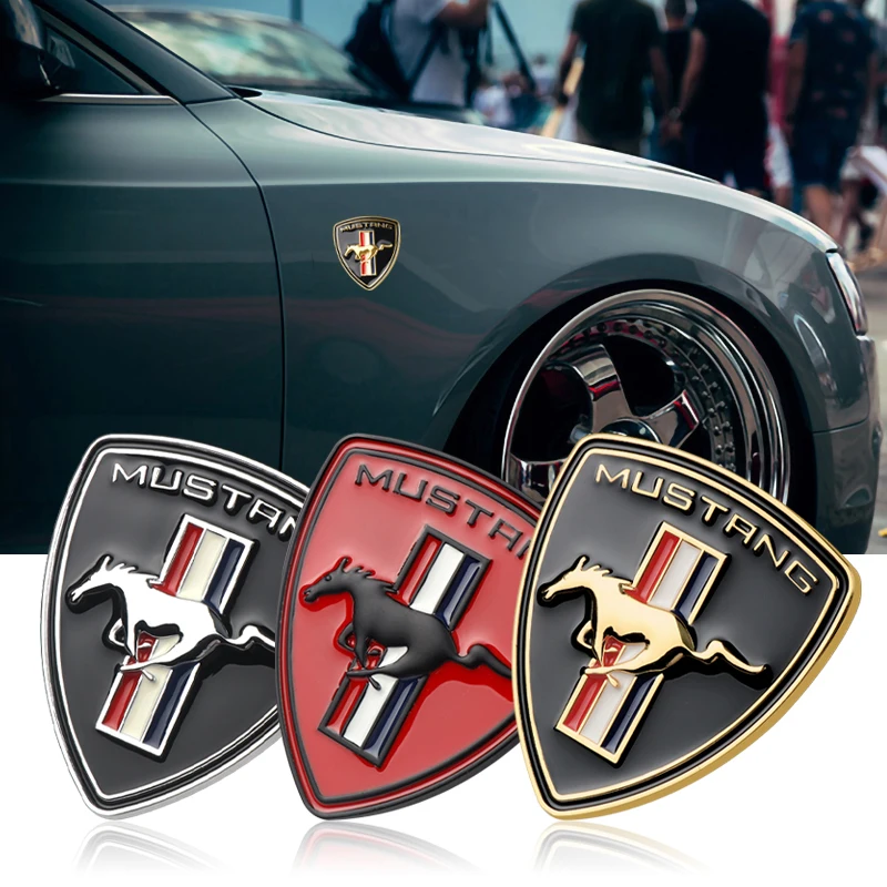 1pc 3d mustang logotipo escudo adesivos de metal emblema decalque adesivo de carro para ford fiesta transit focus mk4 fiesta st line escape