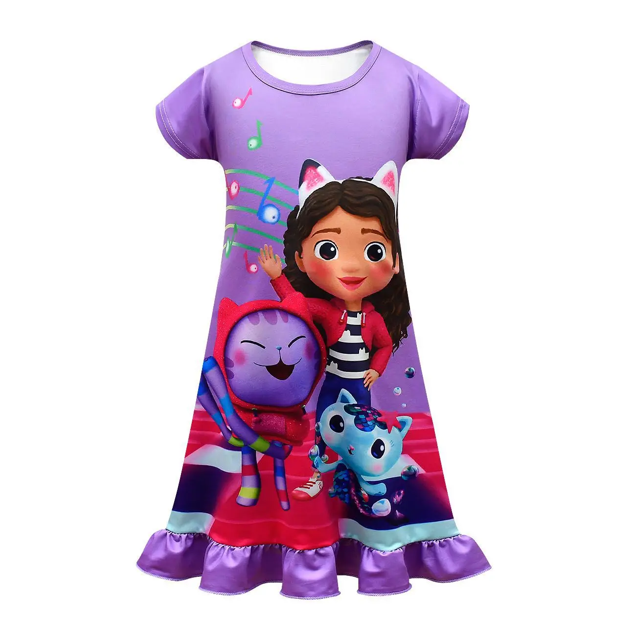 Gabby Cats Pajamas Kids Summer Gabby's Dollhouse Dress Girls Cute Nightdress Children Birthday Party Clothing Cartoon Home Suit