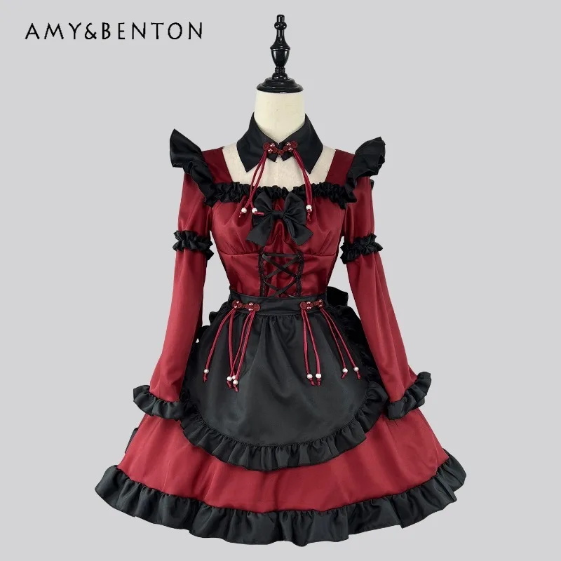 

Animation COS Costumes Perform The New Original Chinese Style Goth Little Devil Lolita Maid Dress For Girl