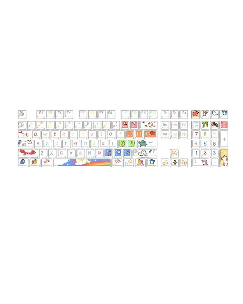 

Double leather milk pudding PBT hot sublimation side transparent light personality cute theme mechanical keyboard keycaps full s