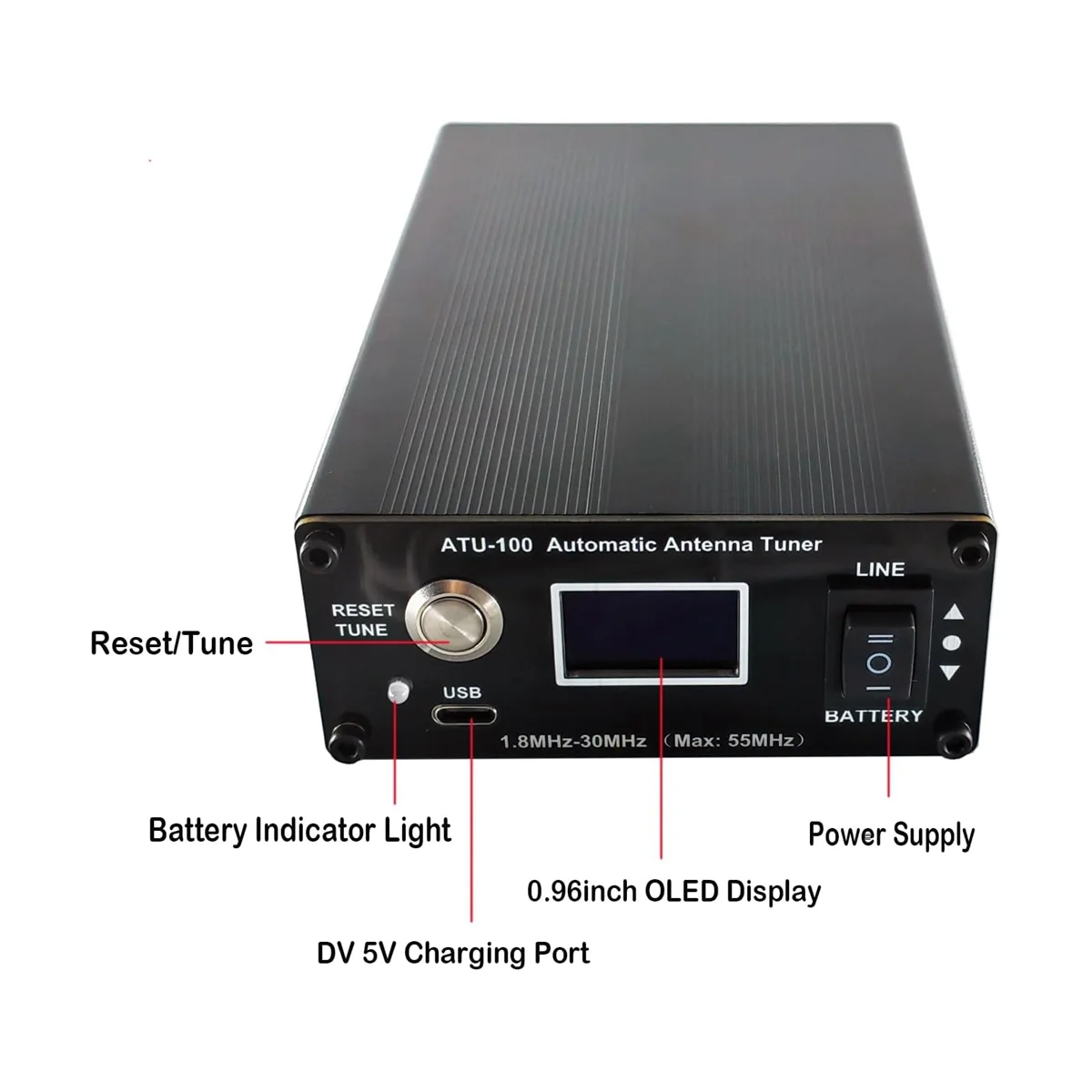 ATU-100 Antenna Tuner for Ham Radio 1.8-55MHz Automatic Antenna Tuner By N7DDC 100W Open Source Shortwave with Battery