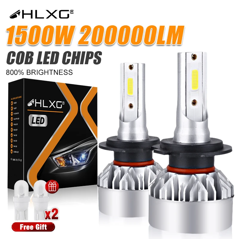 HLXG 1500W H4 LED Headlight Bulbs Canbus Hi/low Beam H3 9005 HB3 9006 HB4 HIR2 9012 Car Fog Lamps  5000K 4300K Auto Lights 12V