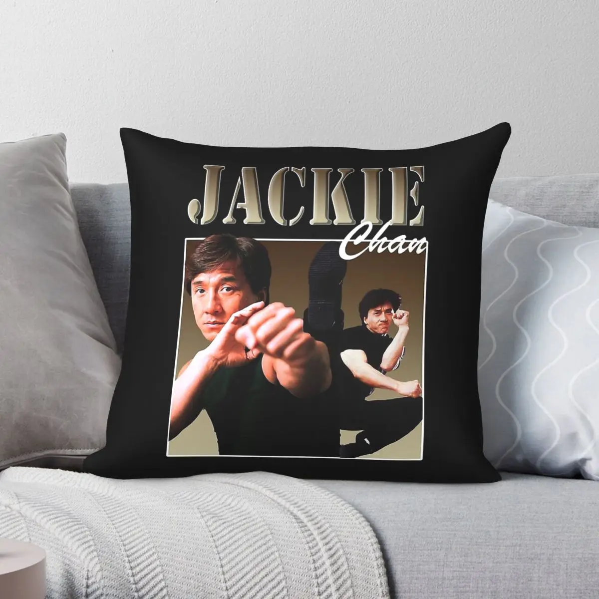 Music Retro Jackie Chan Actor Pillowcase Polyester Linen Velvet Printed Zip Decor Pillow Case Home Cushion Cover