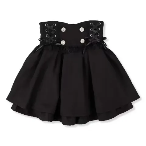 Spring  Autumn Japanese Mass Production Lolita Sweet High Waist Cute Bow Mini Pleated Skirt Lace A Word Short Skirt Women