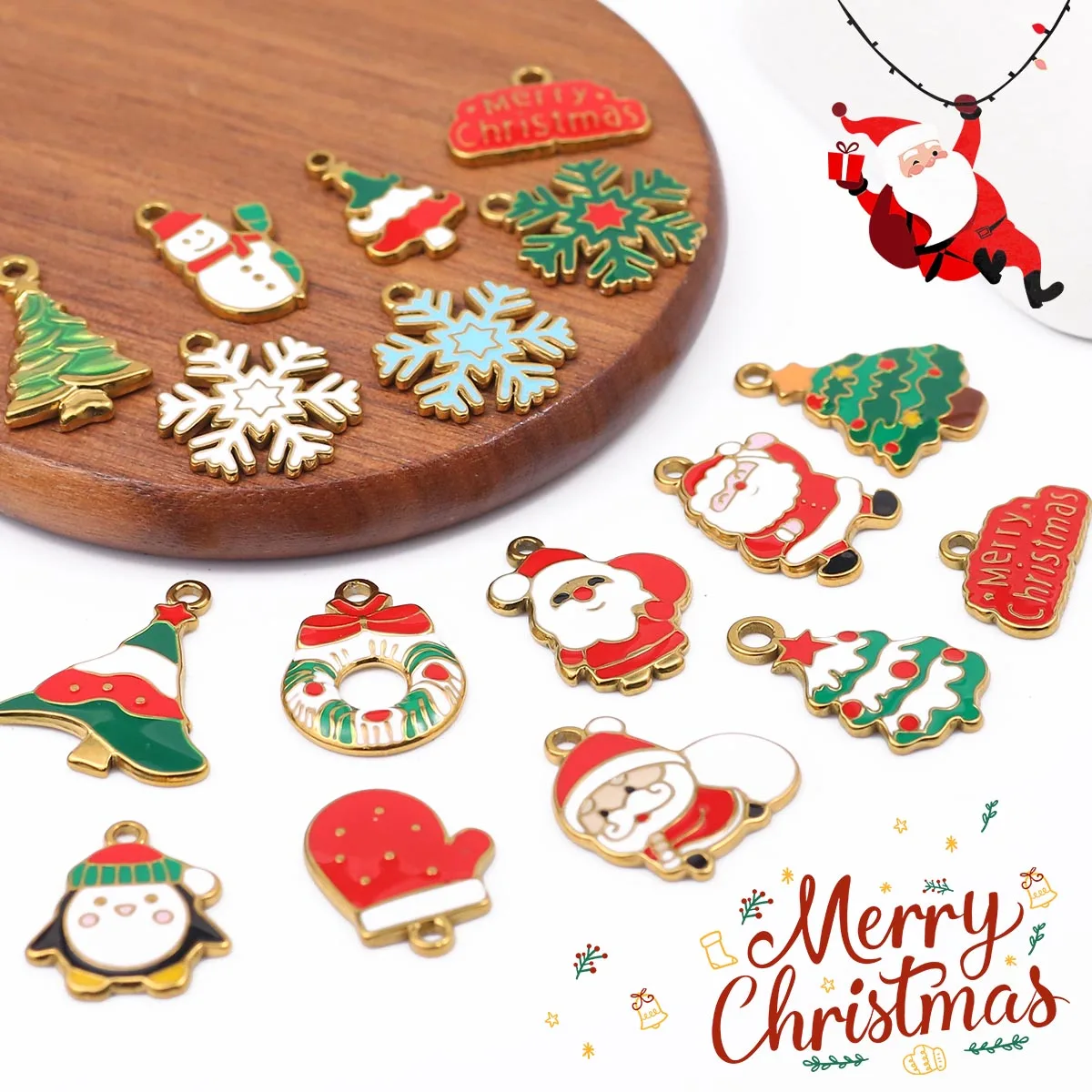 

Multi-size Stainless Steel Christmas-Themed Pendants Handmade DIY Jewelry for Necklaces Bracelets Bags Accessories