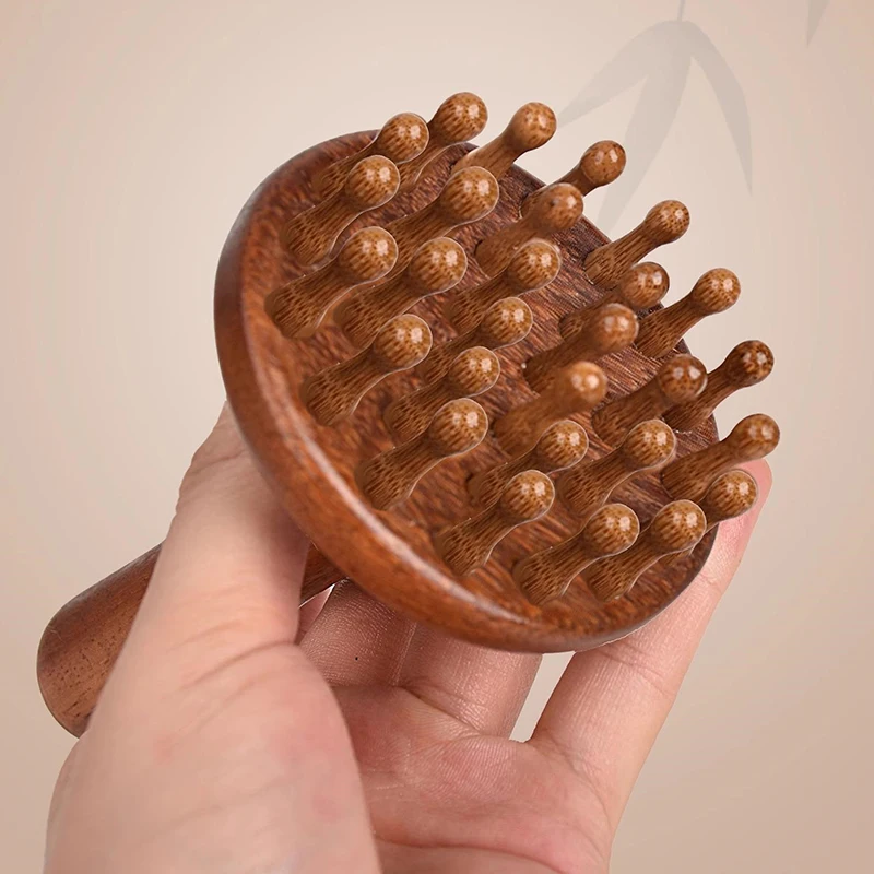 1Pcs Portable Sandalwood Gua Sha Massage Brush Head Neck Abdominal Leg Body Meridian Massager Wooden Massage Tools