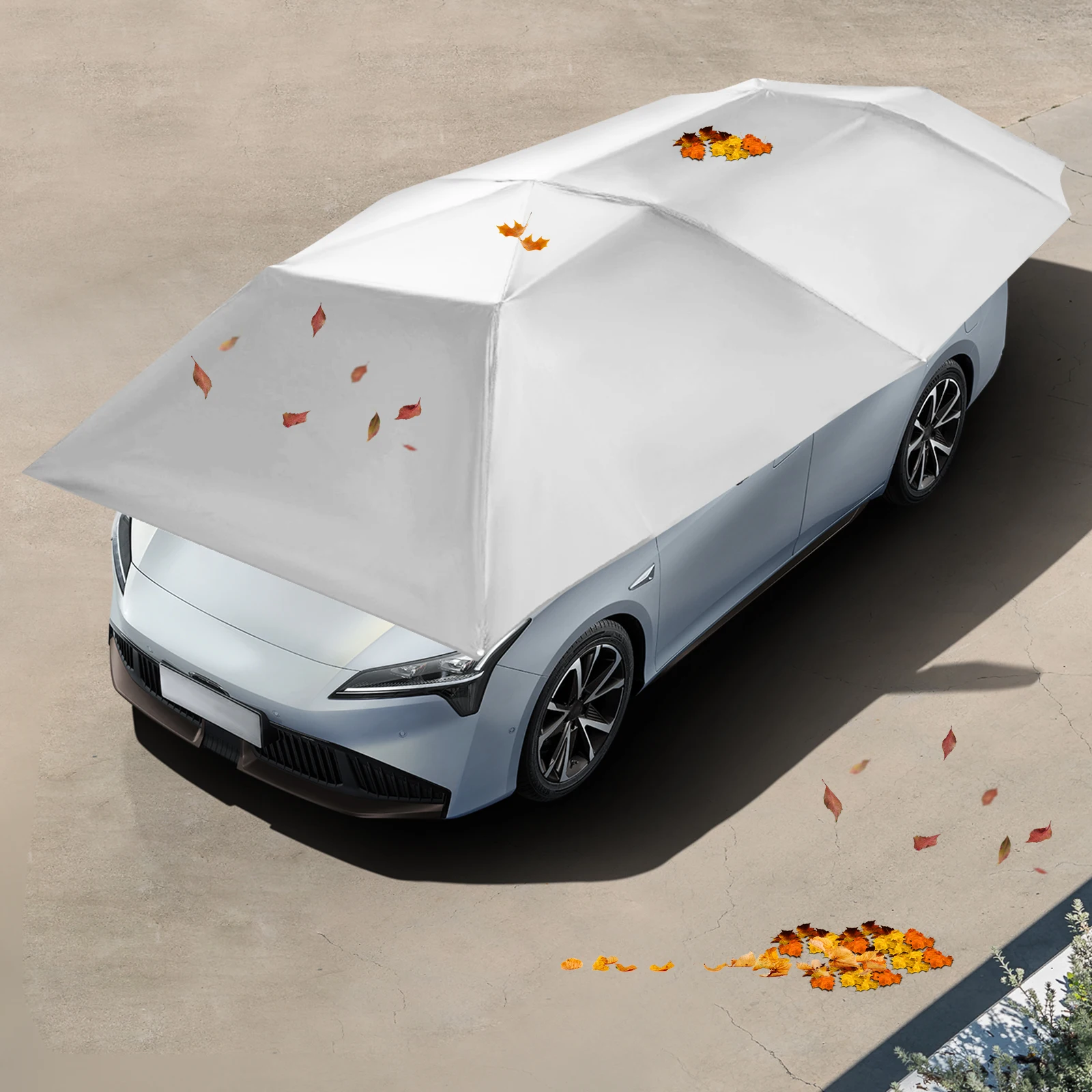 Semi-Automatic Car Roof Tent Sun Protection Car Awning Cover 4.2x2.2m Oxford Cloth Canopy Removable Carport Folding Portable Car Protection