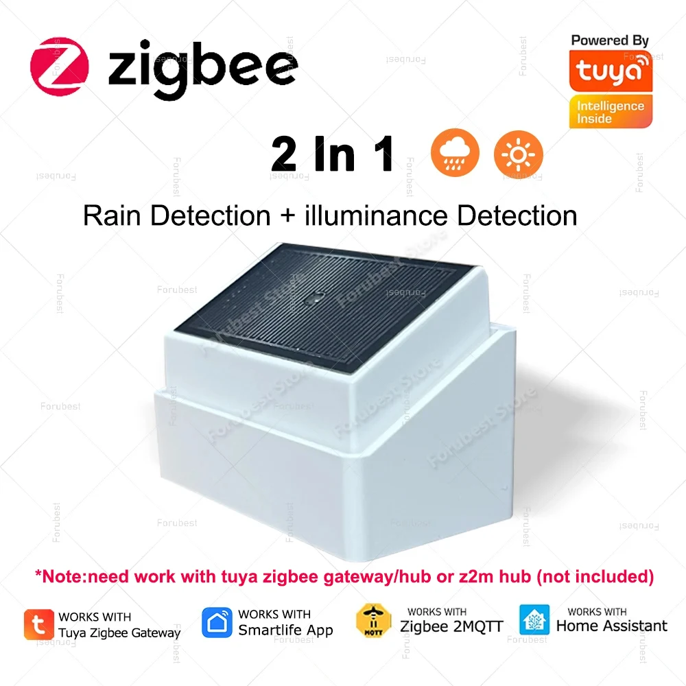 2 In1 Zigbee Rain Detector Rainfall Sensor With Brightness Light Detection For Tuya /Home Assistant /Zigbee2MQTT Scenes Linkage