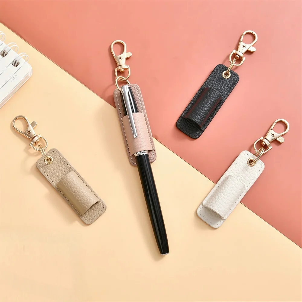 

1PC Neck Nurse Pen Clip Portable Keychain Compact Leather Pen Holder Office Pen Storage Clip