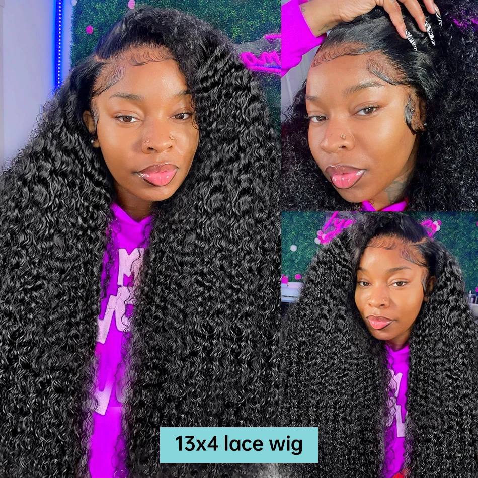 250% 40 Inch 13x6 Lace Frontal Wigs For Women Curly Human Hair Wigs Water Wave Transparent 360 Full Lace Wig Pre Plucked