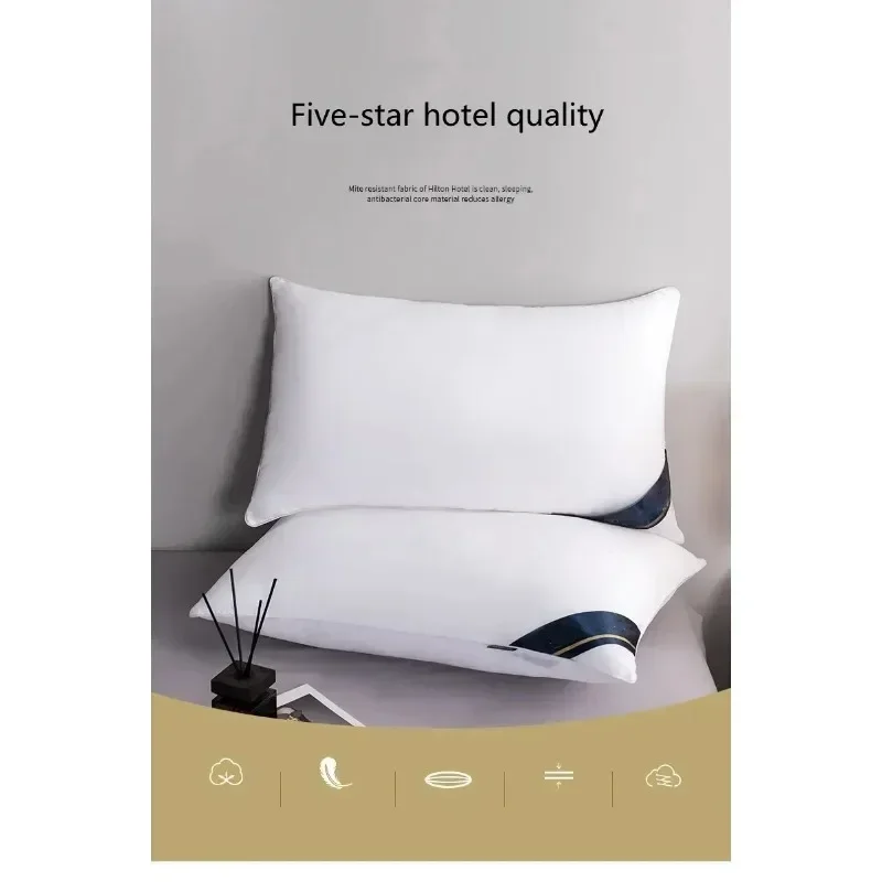 White bounce back pillow solid color soft comfortable Bedroom Bed pillow 5star hotel home Single Adult Pillow100% Cotton