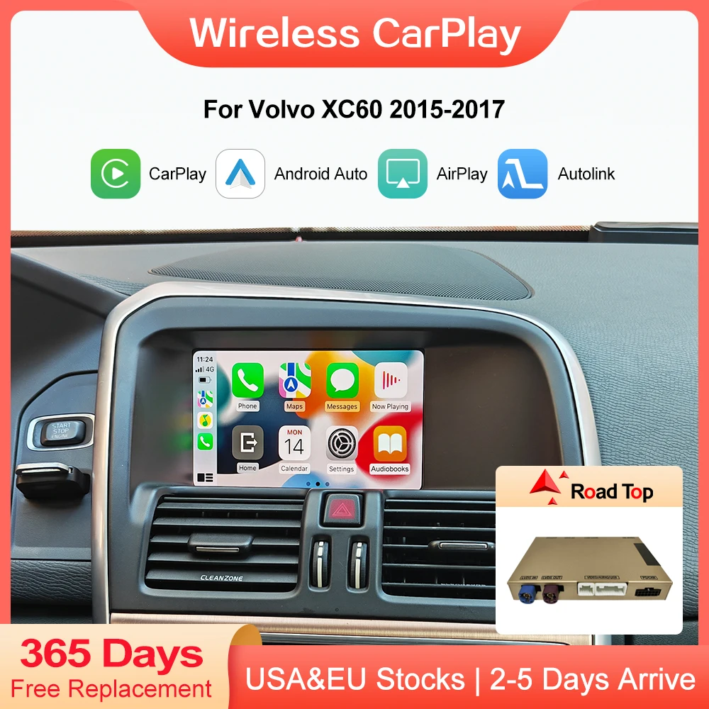 

Беспроводной CarPlay для Volvo XC60 2015-2017, 7-дюймовый ЖК-экран, Android, автомобильный аксессуар, Mirror Link, AirPlay, функции воспроизведения автомобиля