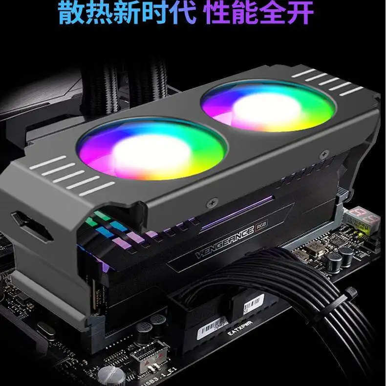 Custom Power Train Z X5 DDR4 DDR5 RAM Fan Cooler Dual 58mm ARGB PWM Synchronization Memory Radiator Clip On Third Party