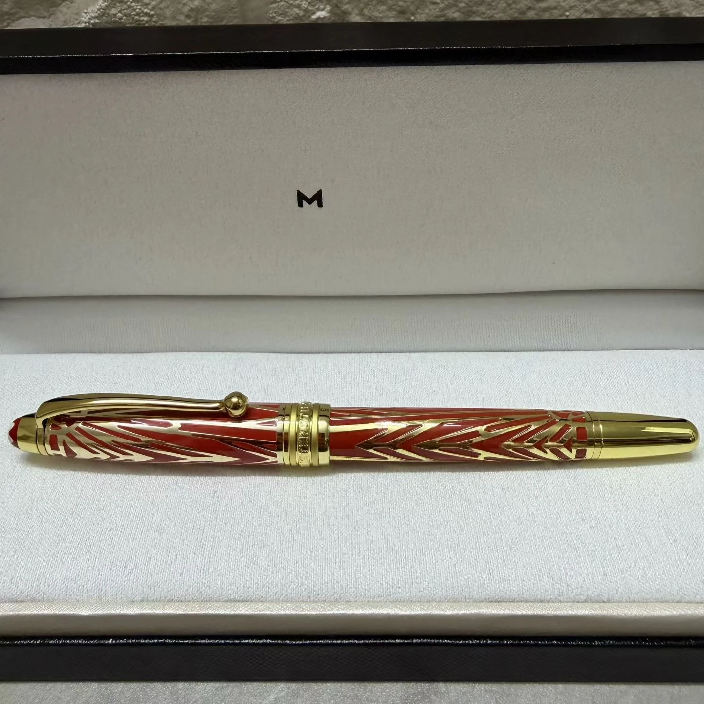 

M Brand Hollow Carved Series Business Rollerball Pen, Luxury Collection Office Gift Writing Pen(No Pen Box Included)