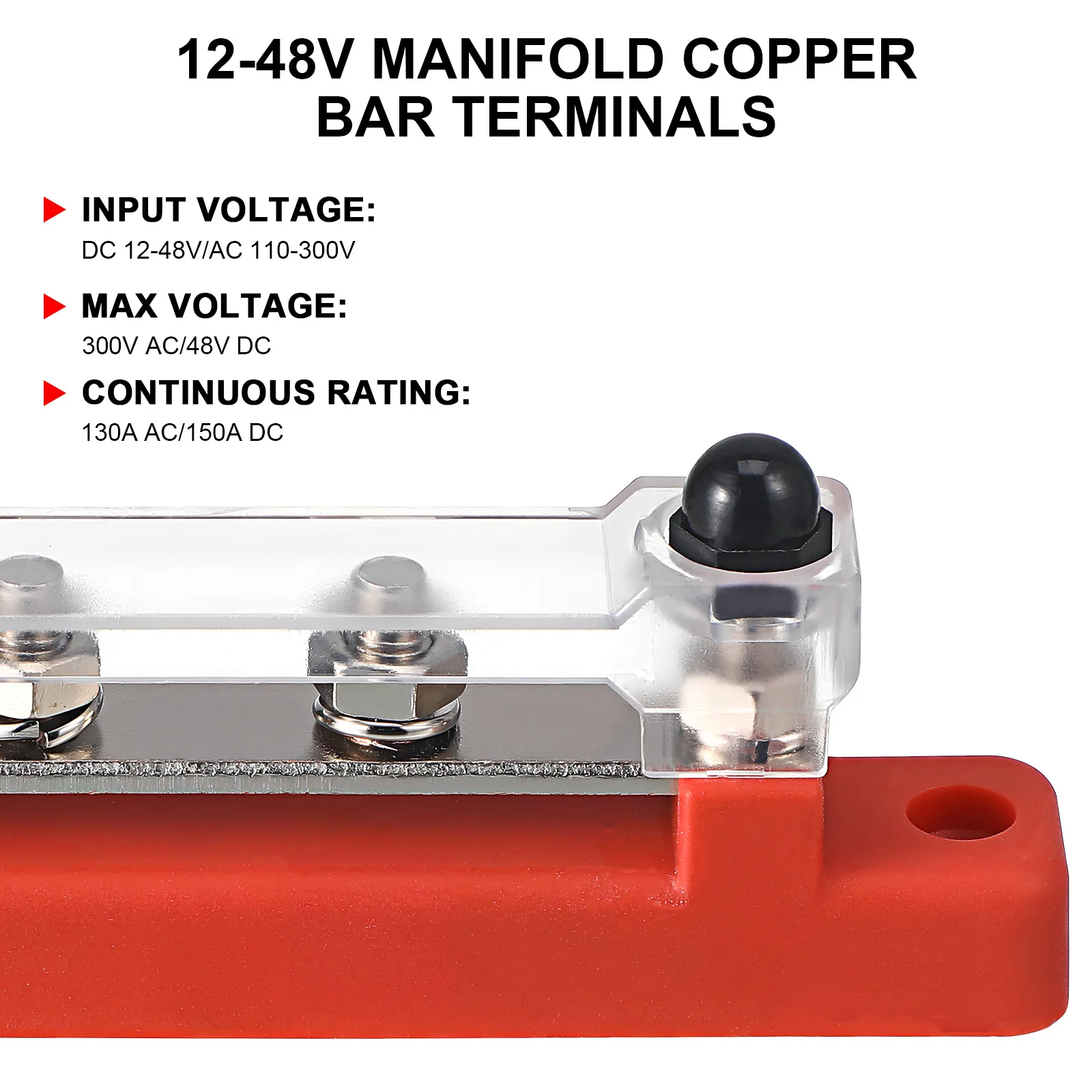 

2 Sets Bus Bar Distribution Block Marine Terminal Block 12V Busbar With Cover For Car Truck Boat Yacht Durable Safe