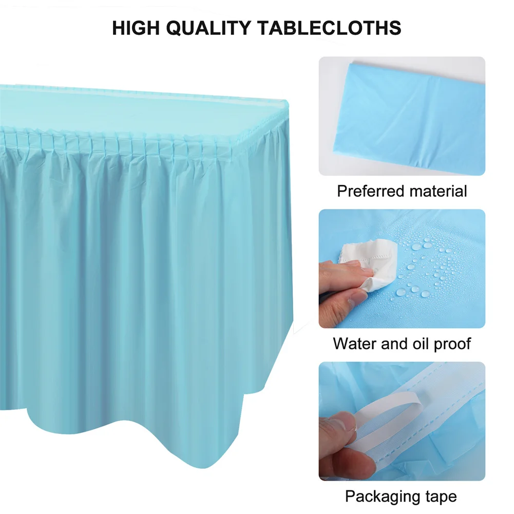 2pcs/set Disposable Paper Tablecloth Skirt Set Rectangular Table Cover And Table Skirt Party Supplies For Events Decoration