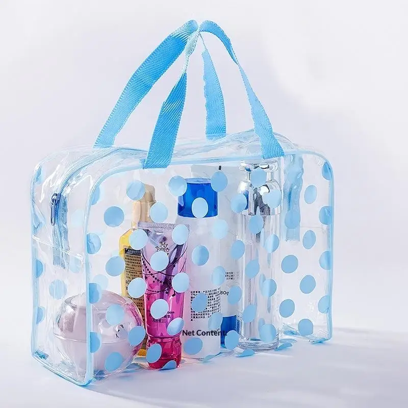 Transparent Polka Dot PVC Makeup Bag Waterproof Portable Cos