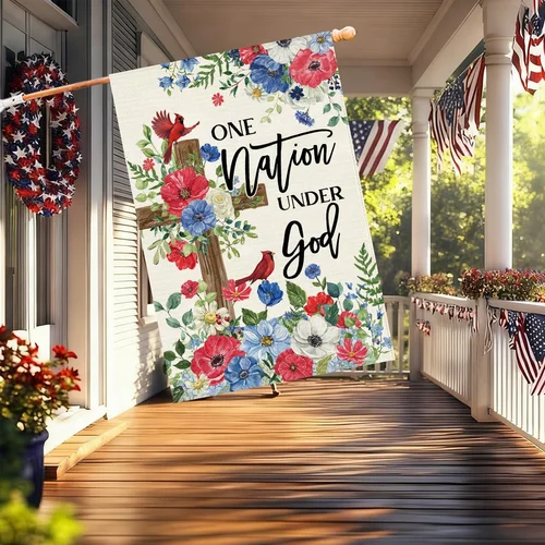 Patriotic House Flag 28 X 40 Inch, Double Sided Burlap 4Th of July Memorial Day 7445046528560 AAV hhz