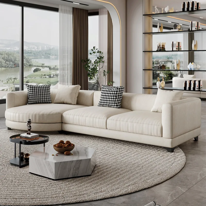 Technology fabric sofa living room small apartment modern simple cotton and linen wabi sandy wind circular curved sofa