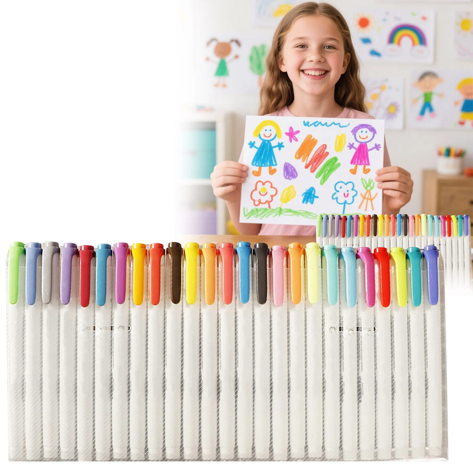 

Детские принадлежности, цветные маркеры в стиле ретро, цветные маркеры, светлые студенческие ключевые точки, рождественские вещи для детей