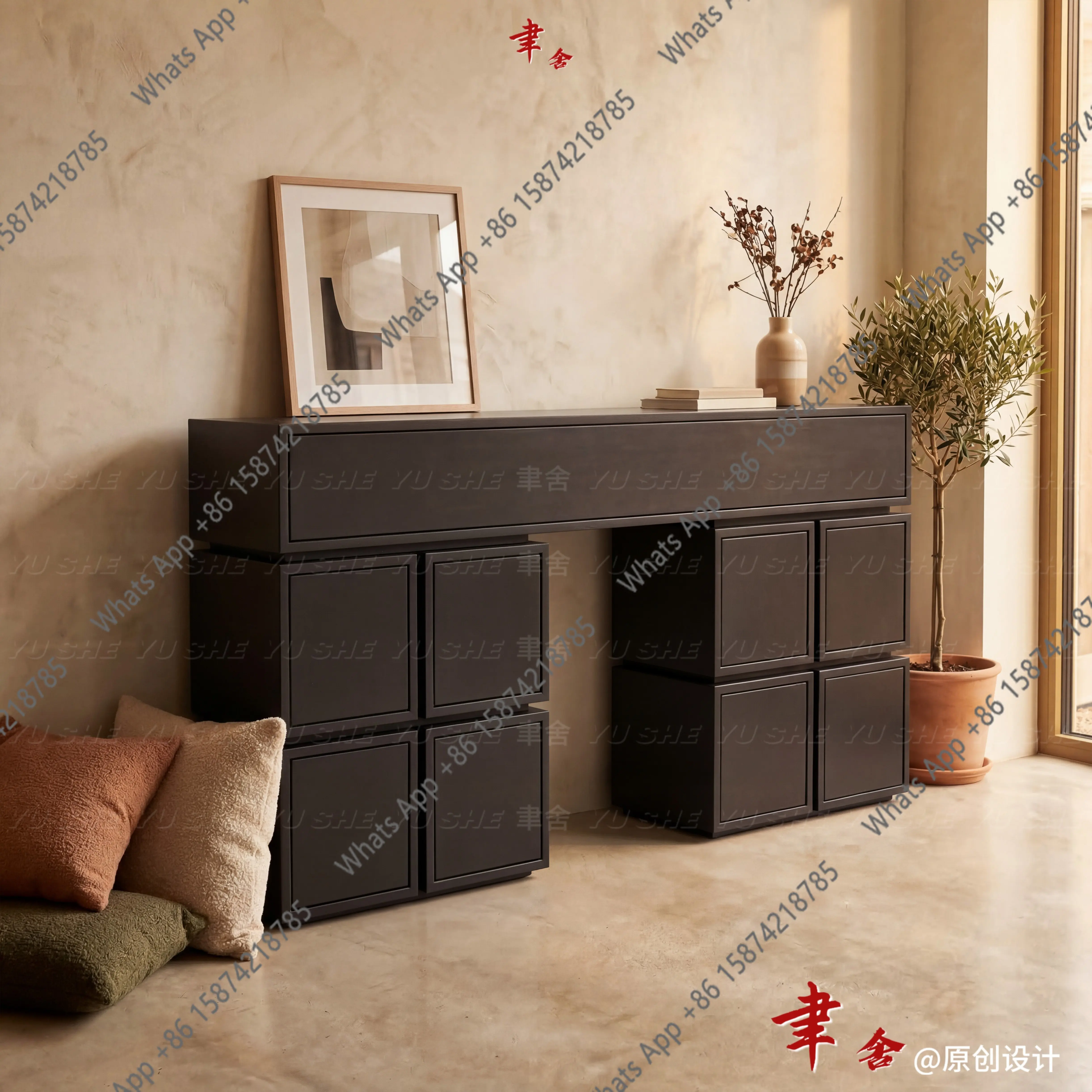 Df Solid Wood Entrance Table, Decorative Table, Living Room Storage Cabinet, Storage Rack, Creative Designer Model Case