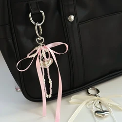 Korea Harajuku Charm Pearl Bowknot Bag Pendant Y2K Heart Keychain Cute Accessories Vintage Fashion Jewelry