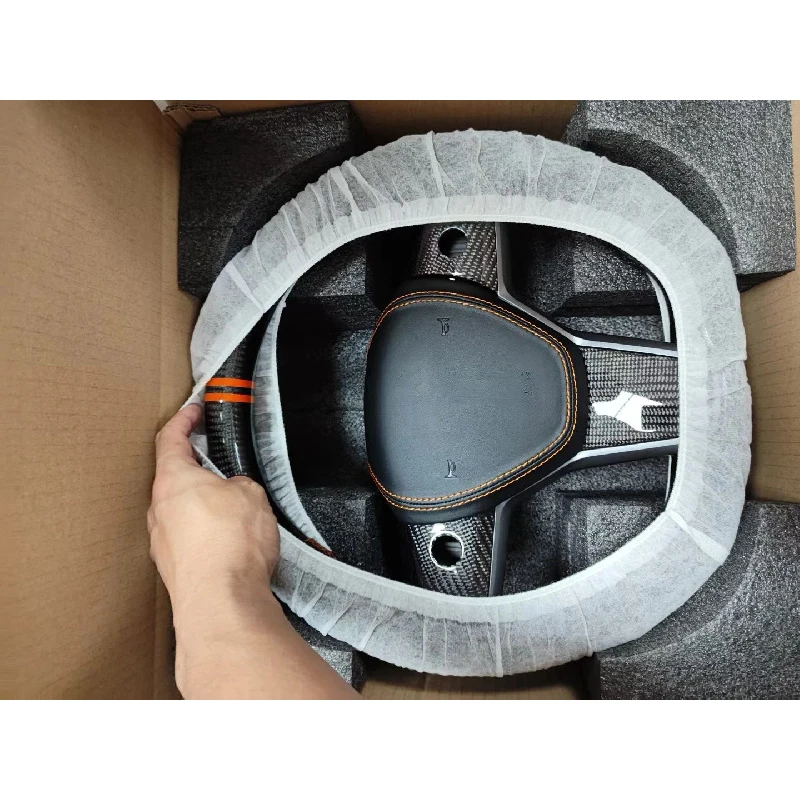 

Руль спортивный гоночный из карбона и кожи, 3 спицы, 35 мм, для Tesla Model 3 2024 и Model Y 2025