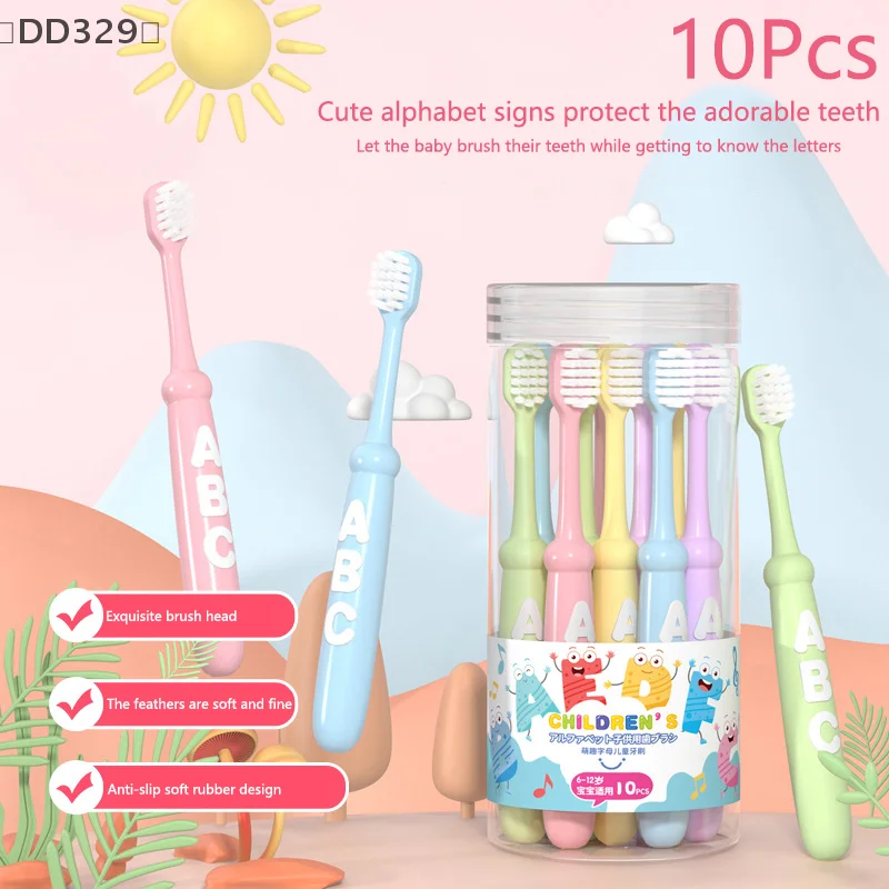 

〔DD329〕10Pcs Cute Children Small Head Soft Bristle Cleaning Toothbrush High Density Brush Protect Teeth Children Aged 3-12