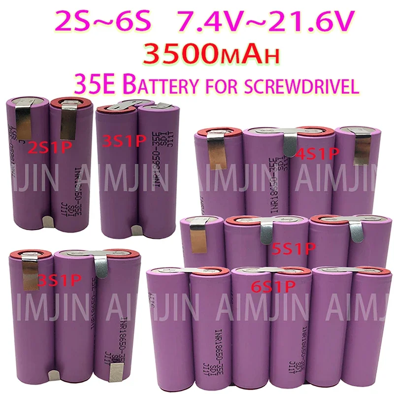 2S1P 3S1P 4S1P~5S1P 6S1P 18650-35E Battery Pack Custom 18650-35E Battery Welding 3500mAh  Battery Pack 7.4V to 25.2v