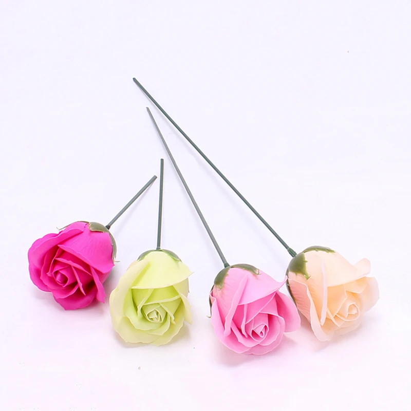 17/25/30/40cm Artificial Flower Stems Rose leaves/base Iron Wire Stem DIY Soap/ Paper Flower Stub Accessory Stems Craft Decor