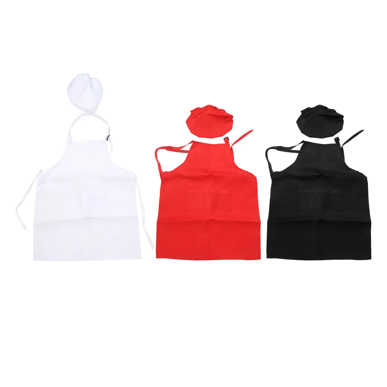Kids Apron Chef Hat Set Red Black White Comfortable Chef Hat and Apron Stretchy Stylish Polyester Easy To Clean for School