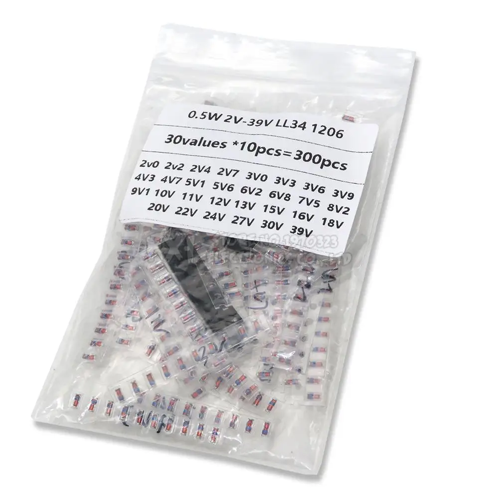 30values *10pcs=300pcs LL34 SMD Zener diode package Assorted Kit 1/2W 2v-39v