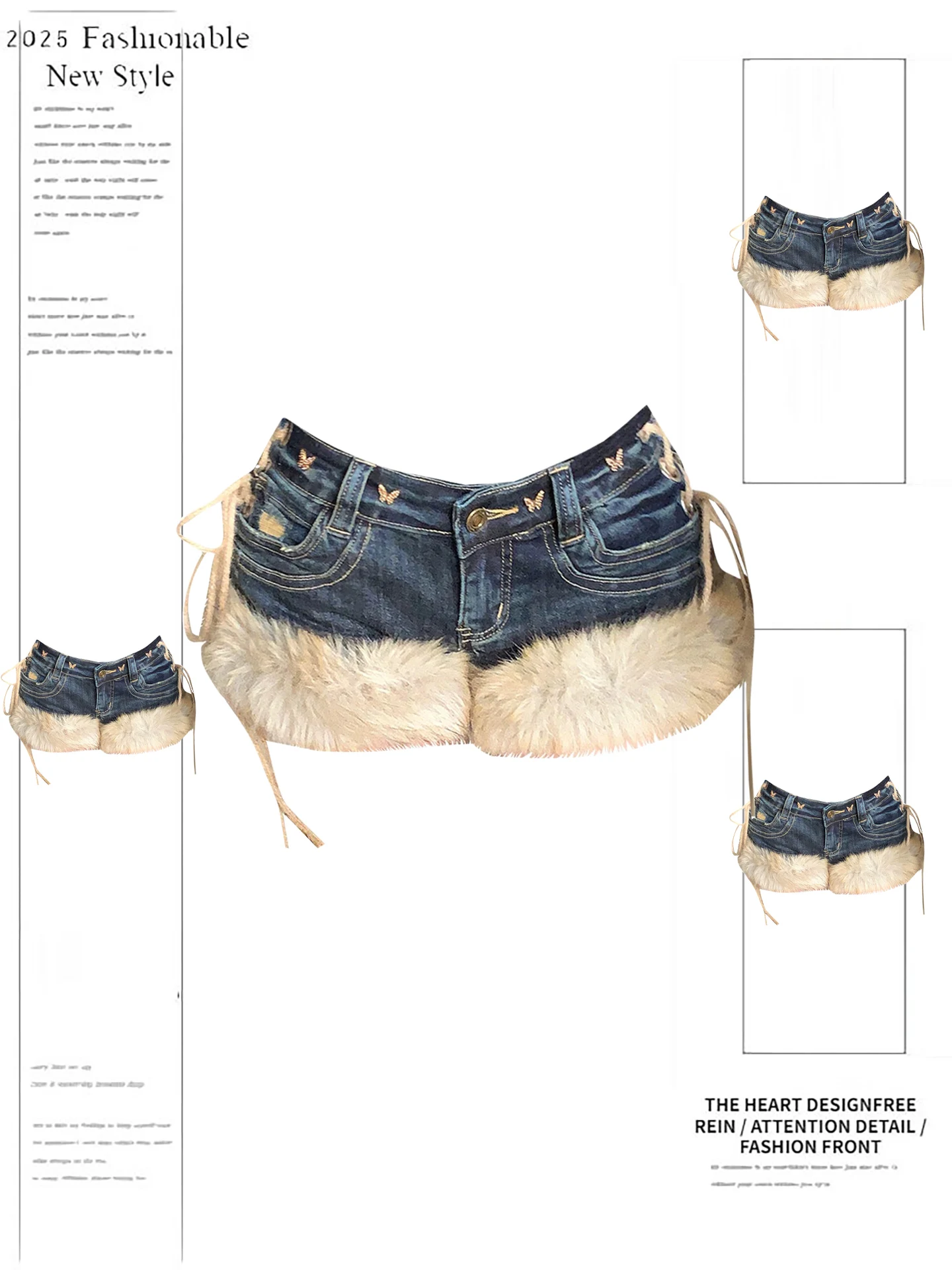 

Retro American Plu Denim orts Women's Low Waist Slimming Belted Design Winter Faionable Sexy Blue Jeans High Street Sle