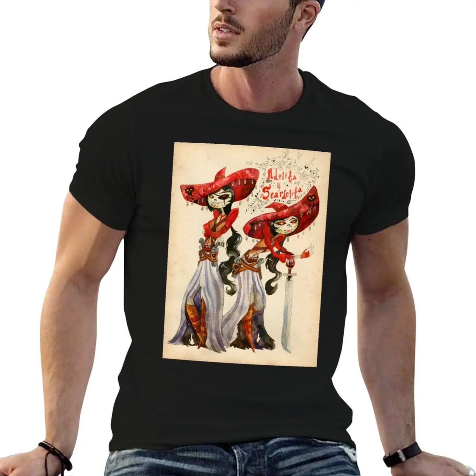 Camiseta Adelita y Scardelita, camisetas divertidas, camiseta de algodón para hombre, camiseta de algodón para hombre, camiseta 100 por ciento algodón