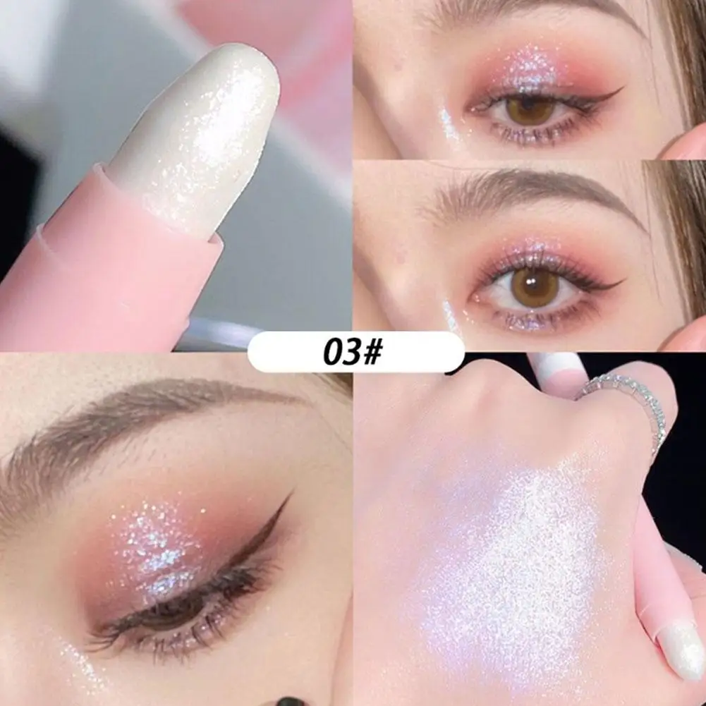 Glitter bianco sdraiato baco da seta evidenziatore matita duraturo ombretto perlescente occhio opaco trucco corea cosmetico angolo luminoso C7Z0