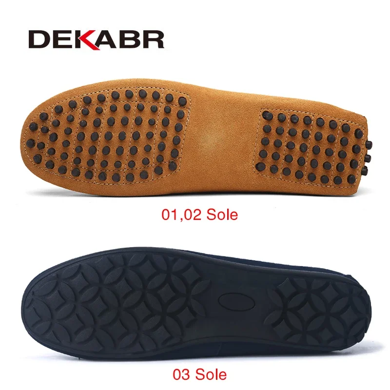 DEKABR Spring Summer New Men\'s Loafers Comfortable Flat Casual Shoes Men Breathable Slip-On Soft Leather Driving Shoes Moccasins