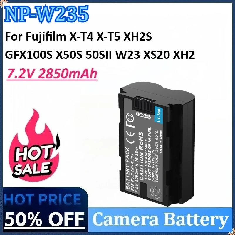 

New NP-W235 NP W235 7.2V 2850mAh Camera Battery for Fujifilm W23 XS20 XH2 X-T4 X-T5 XH2S GFX100S X50S 50SII Rechargeable Battery