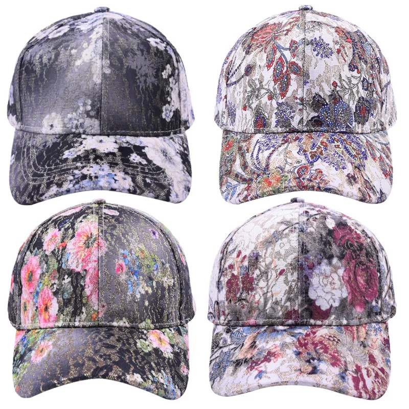 Spring and Summer New Chinese-Style Printed Baseball Cap, Outdoor Sunshade Sequin Shimmer Duckbill Cap