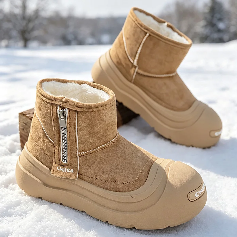 Men women's high-top padded casual cotton boots winter new warm plush couple anti-slip light comfort outdoor snow walking boots