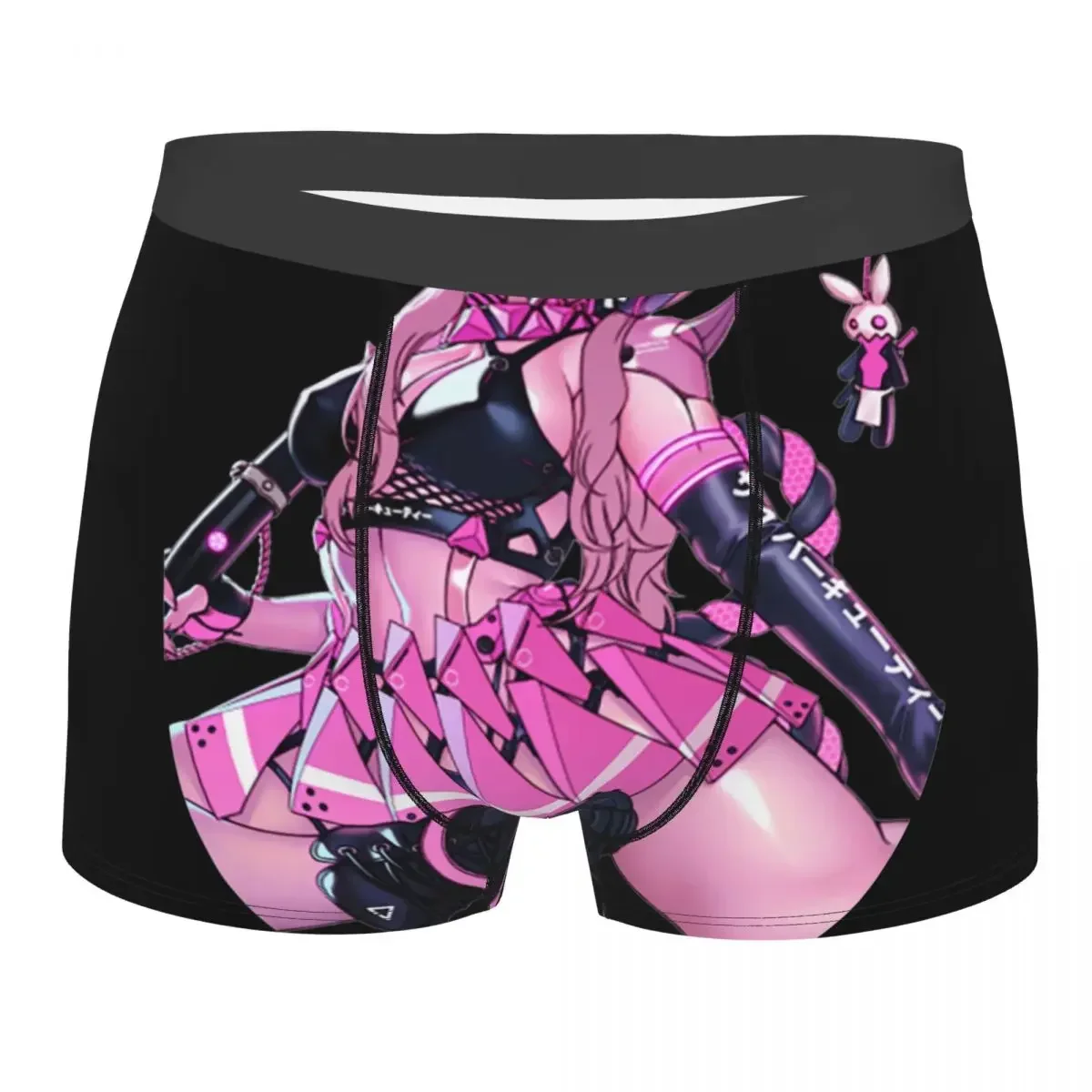 

Men's Boxer Briefs Shorts Panties Neon Samurai Anime Girl Polyester Underwear Homme Funny Underpants