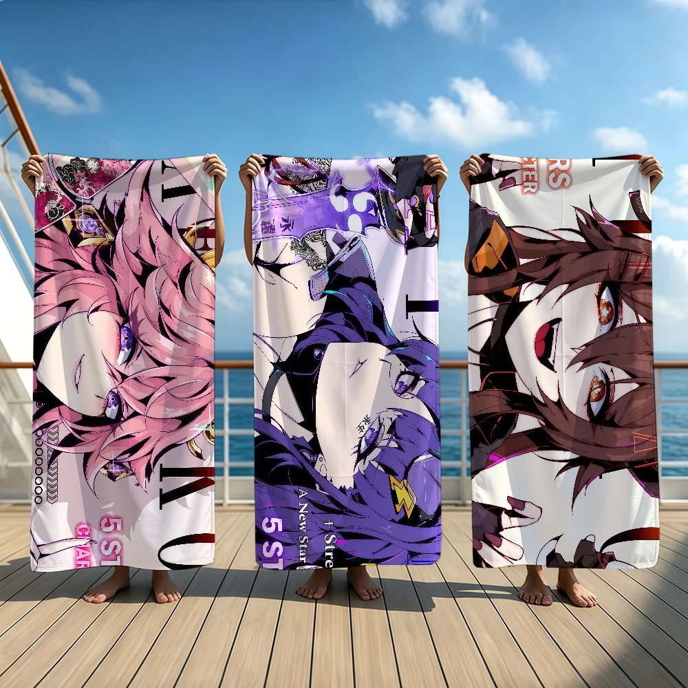 Honkai Star Rail Genshin Hentai Towel Beach Oversized Soft Ultra Absorbent Quick Drying Large Pool Travel Camping Bathroom