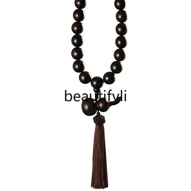 Car pendant, ebony Buddha bead, high-end car + mirror safety gourd pendant