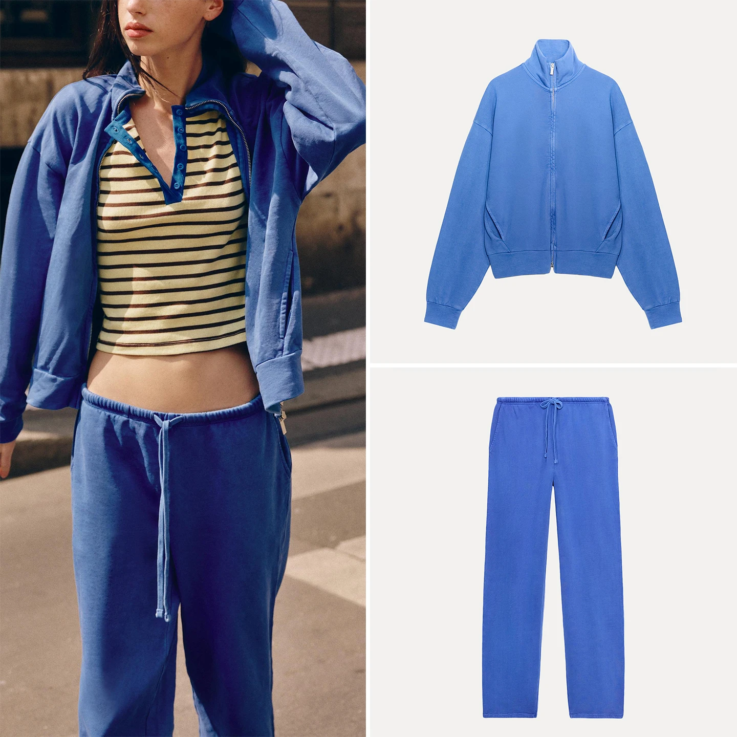Women's Fashion Autumn Set 2026 Long Sleeve Zipper Straight Leg Stand Collar Adjustable Waist Coat And Pants Two-Piece Ensemble